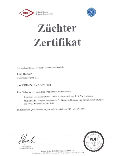 Züchter Zertifikat